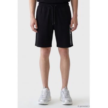 Pantaloni de trening cu text lateral - Negru