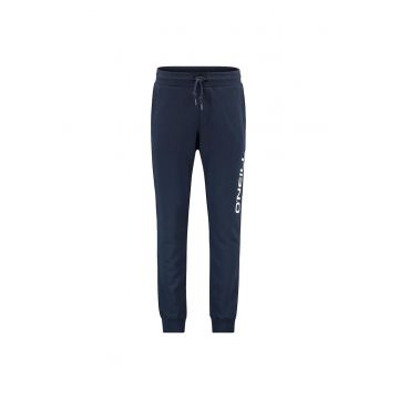Pantaloni sport barbati  cu logo lateral - bumbac/poliester - bleumarin -
