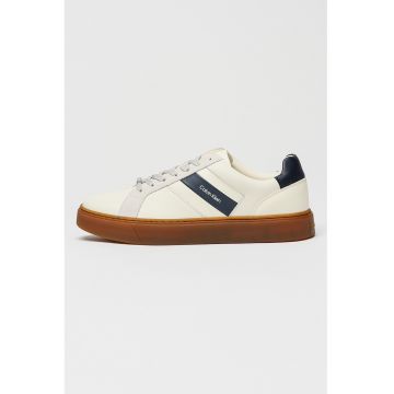 Pantofi sport de piele cu garnituri de piele intoarsa - Caramel/Alb murdar