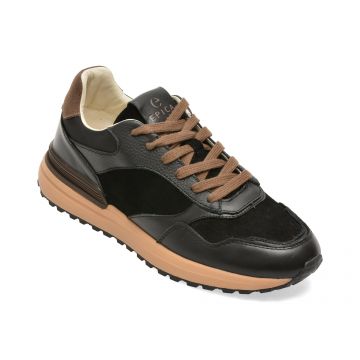 Pantofi sport EPICA negri, 25414, din piele naturala