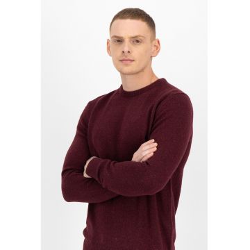 Pulover din lana - cu decolteu la baza gatului - Visiniu