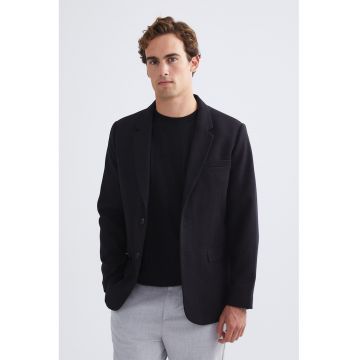 Sacou uni cu buzunare cu clapa - Negru