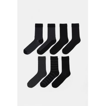 Set de sosete lungi - 7 perechi - Negru/Gri antracit/Gri inchis