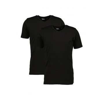 Set de tricouri cu decolteu in V - 2 piese - Negru