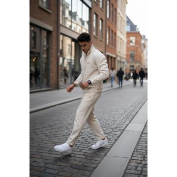 Trening barbati slim fit bej Pantaloni + Hanorac 2616 13-1.2