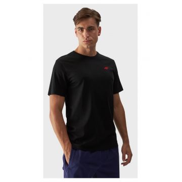 Tricou Casual Barbati -  Cu Material 100% Bumbac - Cudwqf Maneca Scurta - Regular Fit - La Cu Si Cusaturi Plate - Guler Rotund - Tesatura - Negru