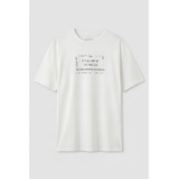 Tricou de bumbac cu maneci cazute - Alb/Negru