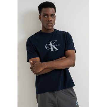 Tricou din bumbac cu imprimeu logo - Bleumarin