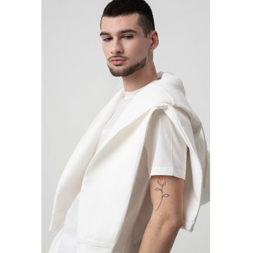 Tricou din bumbac cu logo in relief - Alb