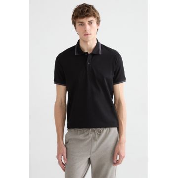 Tricou polo din amestec de bumbac - Negru
