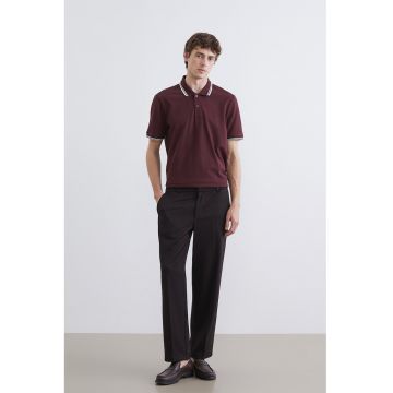 Tricou polo din amestec de bumbac - Visiniu