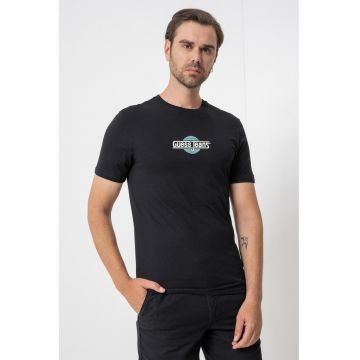 Tricou regular fit cu decolteu la baza gatului - Alb/Negru/Albastru deschis