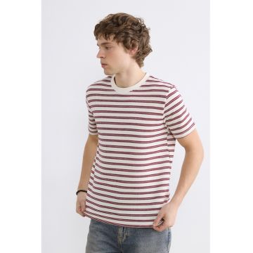 Tricou regular-fit cu dungi - Rosu/Alb