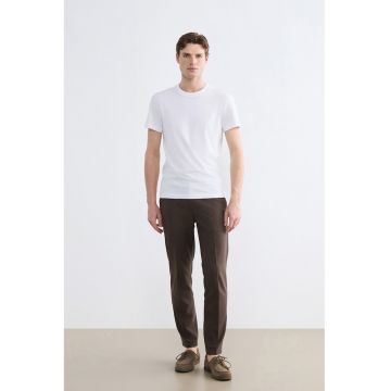 Tricou uni din amestec de bumbac si modal - Alb