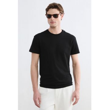 Tricou uni din amestec de bumbac si modal - Negru