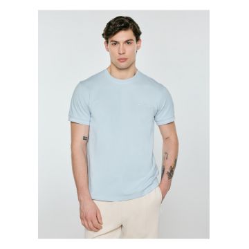 Tricou uni din bumbac - Albastru deschis