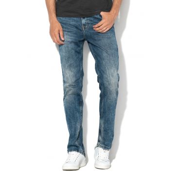 Blugi slim fit cu talie medie Vegas - Albastru stins
