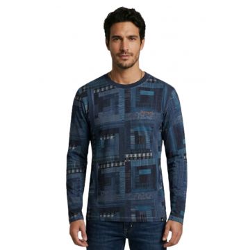 Bluza cu imprimeu si decolteu la baza gatului Lluc -