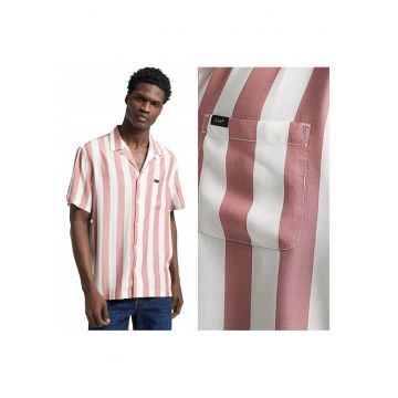 Camasa Barbati -  Resort Shirt - Regular Fit - Design Clasic - Maneci Scurti - Cu Guler - Cu Nasturi - Bumbac - XL INTL - Roz