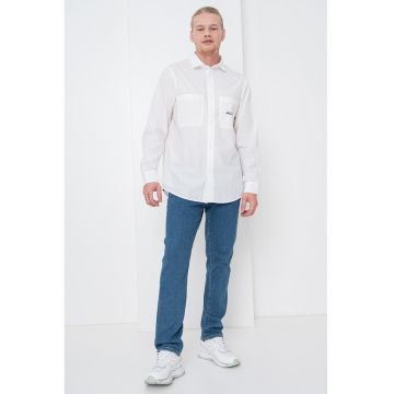 Camasa cu maneci lungi si logo - Alb