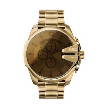 Ceas barbatesc -  Mega Chief - cronograf - auriu - otel - impermeabil