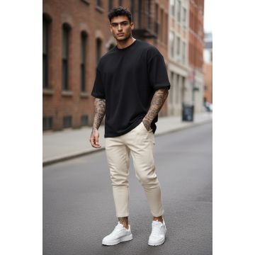 Pantaloni de trening bej conici 2567