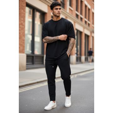 Pantaloni de trening conici  negri 3001