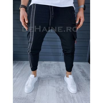 Pantaloni de trening conici negri A5997 O3-3.1
