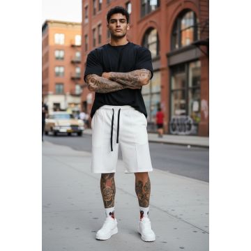 Pantaloni de trening scurti  albi P200 35-3.3