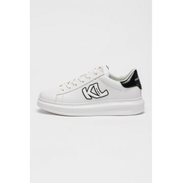 Pantofi sport de piele cu detalii din material sintetic - Negru stins/Alb murdar