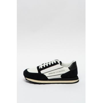 Pantofi sport de piele intoarsa ecologica cu detalii de piele