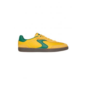 Pantofi sport din piele ecologica cu garnitura din piele intoarsa Hotshot - Verde/Galben