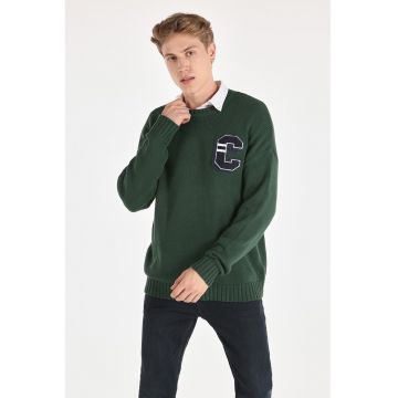 Pulover cu maneci cazute - Verde inchis