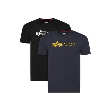 Set 2 tricouri barbati -  bumbac - Negru/Bleumarin