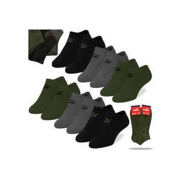 Set 6 Perechi Sosete Barbati Sneaker -  Bumbac - Verde Multicolor