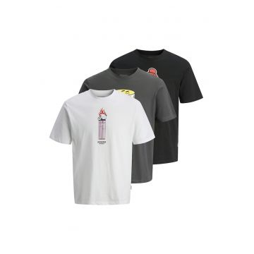 Set de tricouri cu imprimeu grafic - 3 piese - Alb/Negru