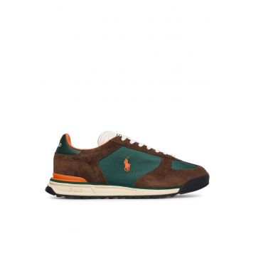 Tenisi barbati -  piele naturala - textil - maro