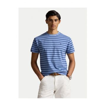 Tricou barbati -  albastru - bumbac - cu dungi