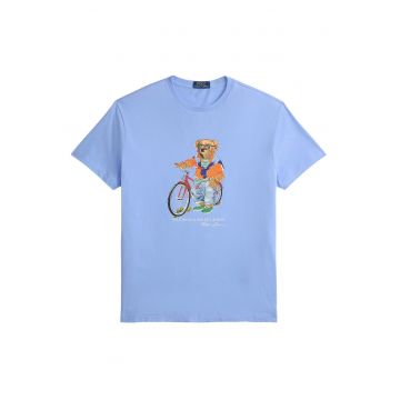 Tricou barbati -  bumbac - albastru - cu model