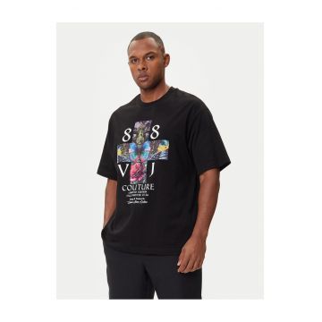 Tricou barbati  negru - bumbac - imprimeu multicolor