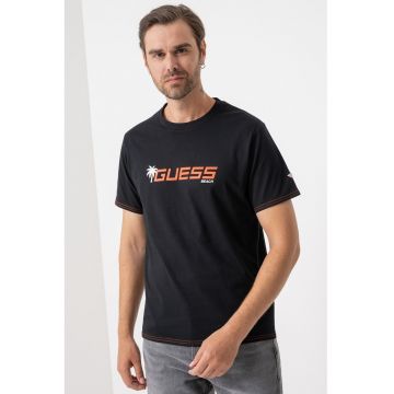 Tricou cu imprimeu logo - Negru/Portocaliu