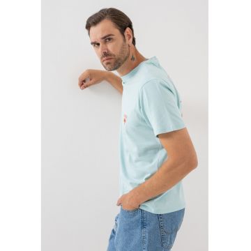 Tricou cu imprimeu logo pe partea din spate - Portocaliu/Albastru aquamarin