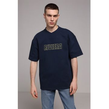 Tricou de bumbac cu imprimeu - Bleumarin