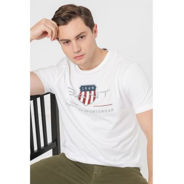 Tricou din bumbac cu model logo - Alb