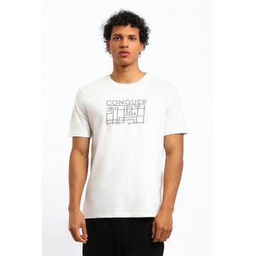 Tricou regular fit cu imprimeu - Alb
