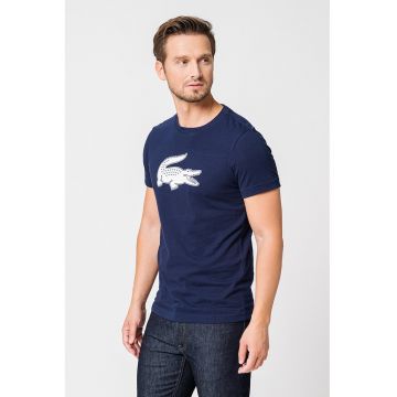 Tricou regular fit cu imprimeu logo - Alb/Bleumarin