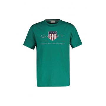 Tricou regular fit cu imprimeu logo Archive Shield - Verde persan