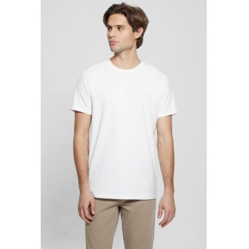 Tricou slim fit cu decolteu la baza gatului - Alb optic