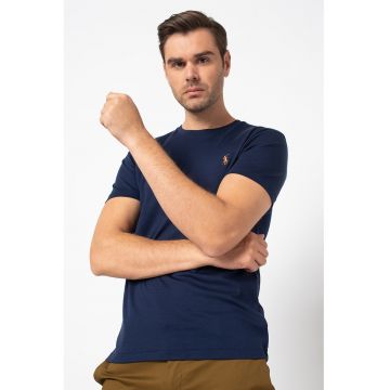 Tricou slim fit din bumbac - Bleumarin