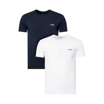 Tricouri barbati Emporio Armani - bumbac - slim fit - Alb/Bleumarin